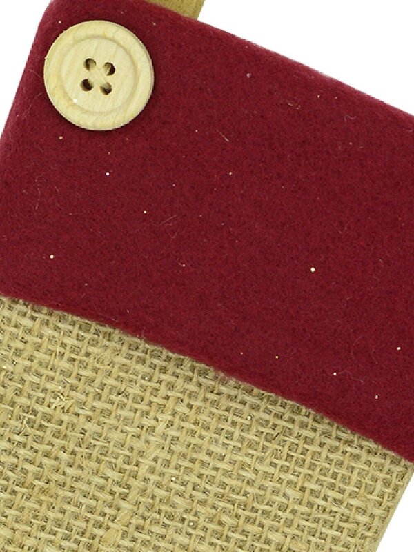 Mini Burlap Christmas Stocking Hanging Decorations - 6 x 15cm — image 2
