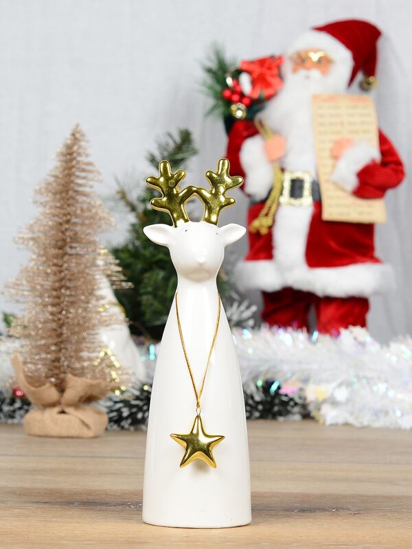 Modern Chic Look Large Gloss Reindeer Ceramic Christmas Ornament - 25cm — image 4