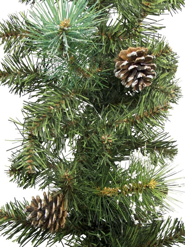 Morning Frost Flocked & Glittered Pine Needle Garland - 2.7m