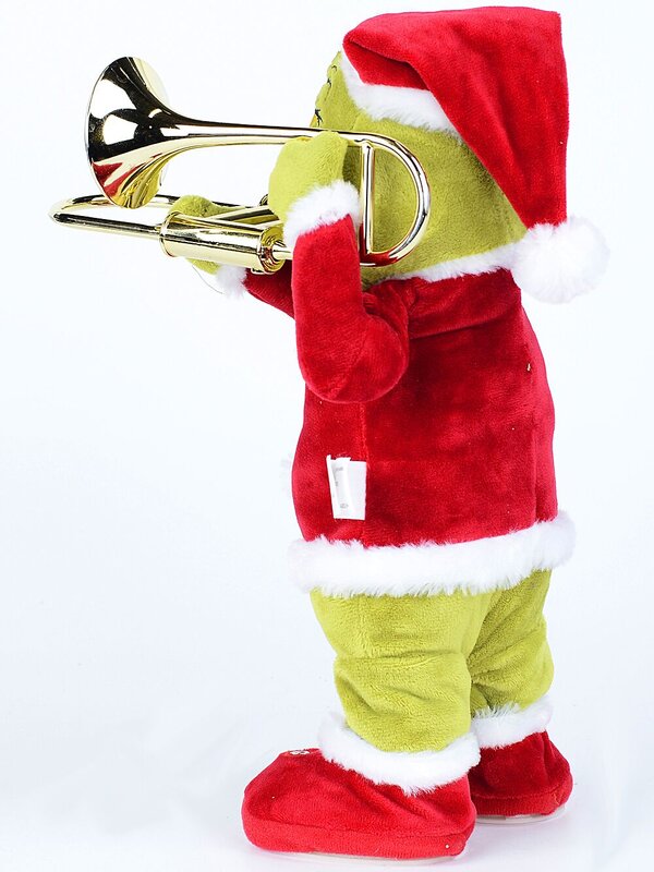 Mr Grinch Playing The Trombone In A Santa Suit Christmas Animation - 32cm — image 4