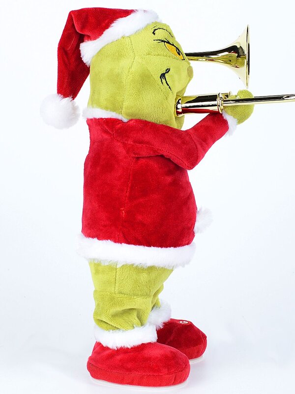 Mr Grinch Playing The Trombone In A Santa Suit Christmas Animation - 32cm — image 3