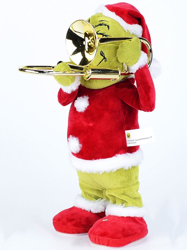 Mr Grinch Playing The Trombone In A Santa Suit Christmas Animation - 32cm — image 5