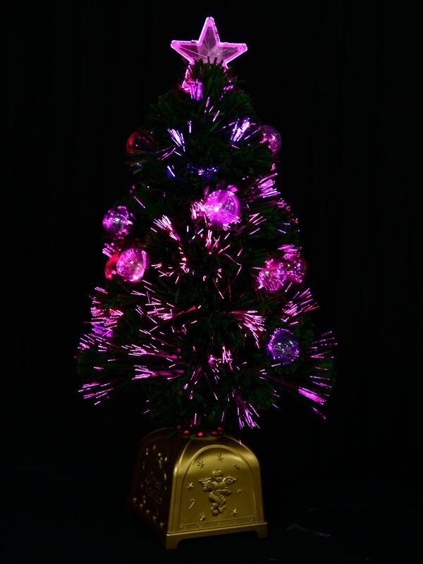 Multi Colour Fibre Optic Christmas Tree With 12 Baubles & 60 Tips - 60cm — image 2