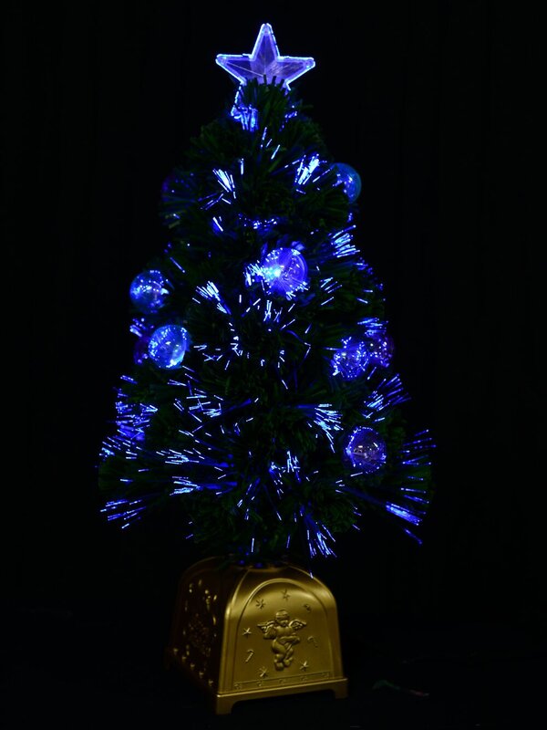 Multi Colour Fibre Optic Christmas Tree With 12 Baubles & 60 Tips - 60cm — image 3