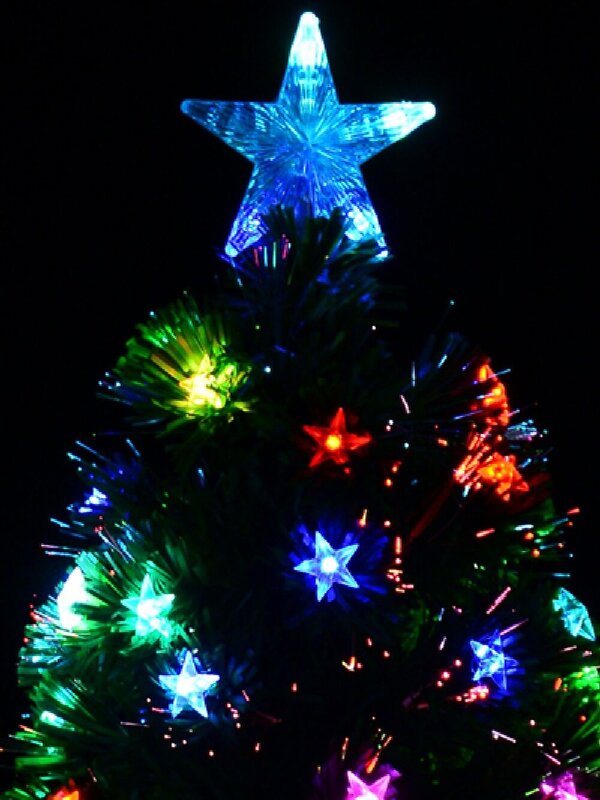 Multi Colour Fibre Optic Christmas Tree With 85 Tips & LED Stars - 90cm — image 5