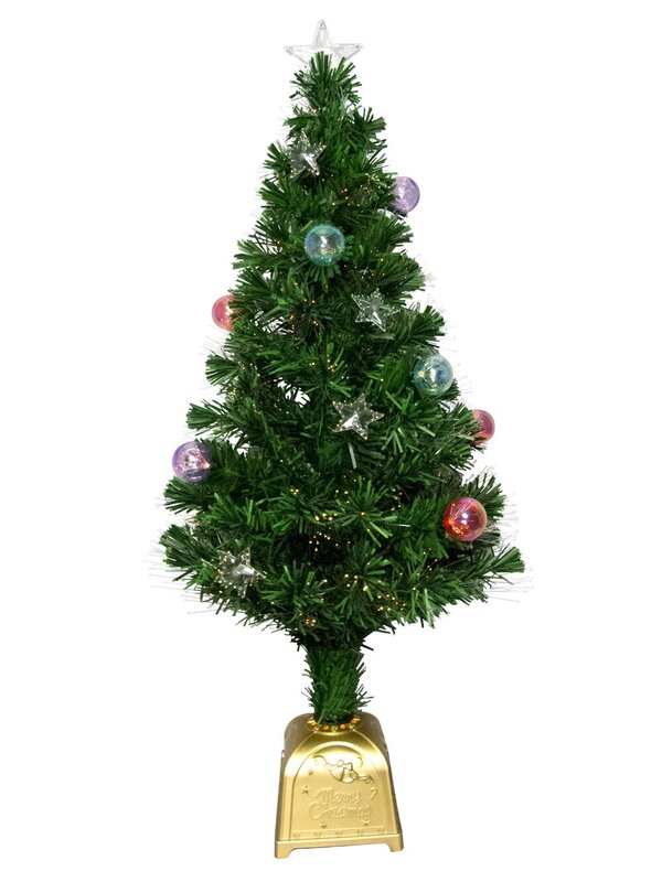 Multi Colour Fibre Optic Christmas Tree with Baubles, Stars & 100 Tips - 90cm — image 3