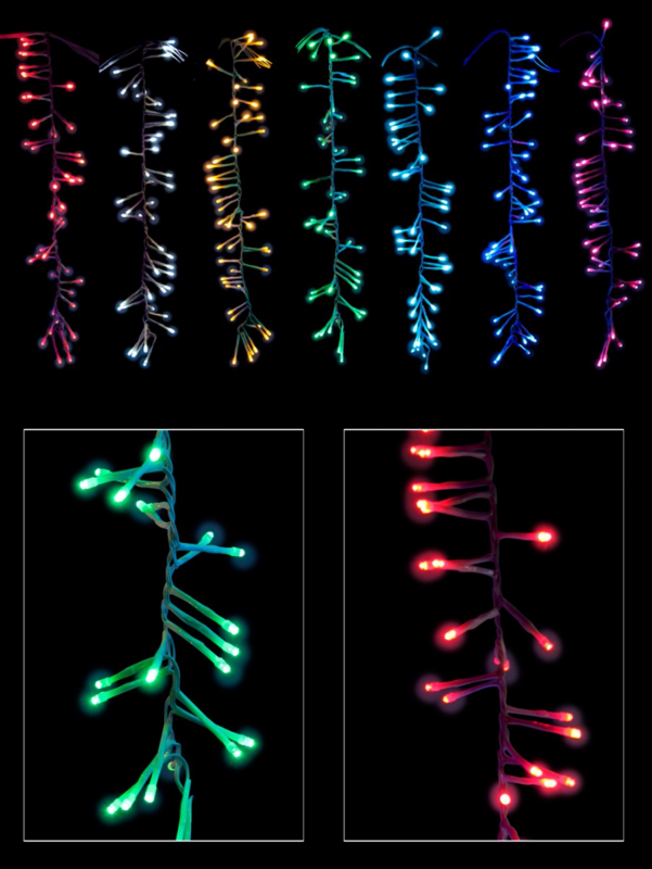 Multi Colour LED Bulbs Cluster Curtain Light - 4.8m — image 2