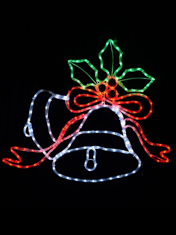 Multi Colour LED Christmas Bells & Mistletoe Rope Light Silhouette - 83cm — image 2