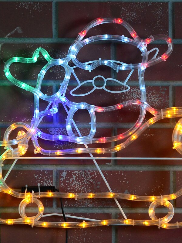 Multi Colour LED Santa, Sleigh & Cute Reindeers Rope Light Silhouette - 1.3m — image 5
