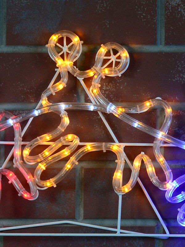 Multi Colour LED Santa, Sleigh & Cute Reindeers Rope Light Silhouette - 1.3m — image 4