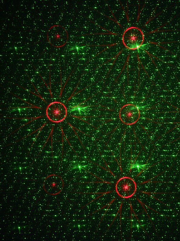 Multi Point Red & Green Flowers & Dots Pattern Garden Laser Light - 12m x 12m
