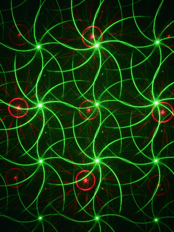 Multi Point Red & Green Flowers & Dots Pattern Garden Laser Light - 12m x 12m