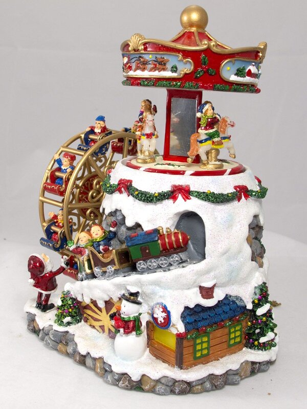 Musical Carousel & Ferris Wheel Wind Up Ornament - 18cm