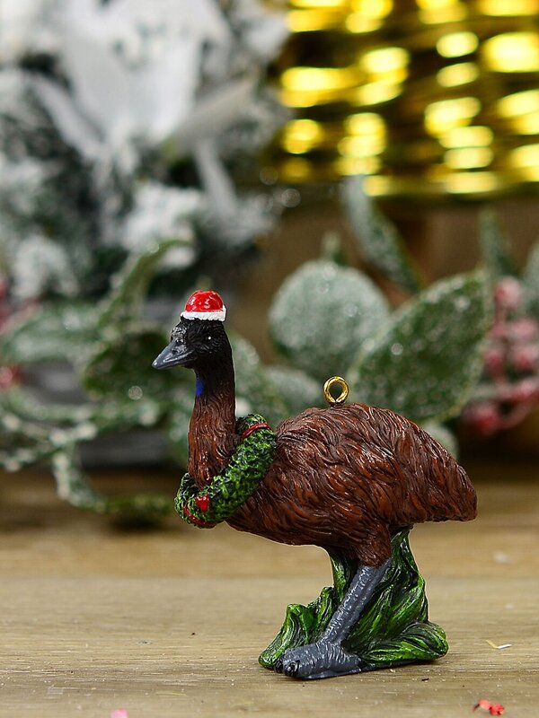 Native Emu With Festive Wreath Whimsical Essential Ornament | 80mm — image 2