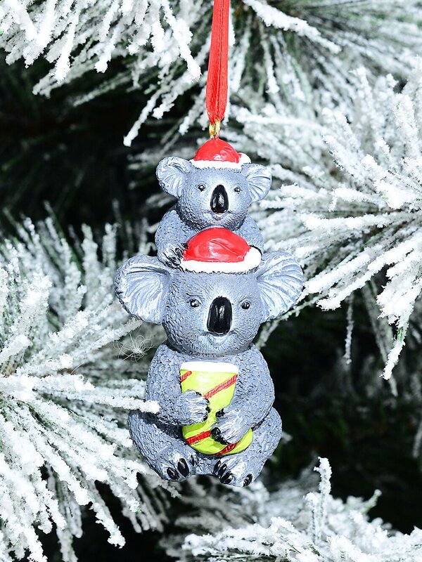 Native Koala Mum & Joey With Stocking Whimsical Essential Ornament | 80mm — image 3