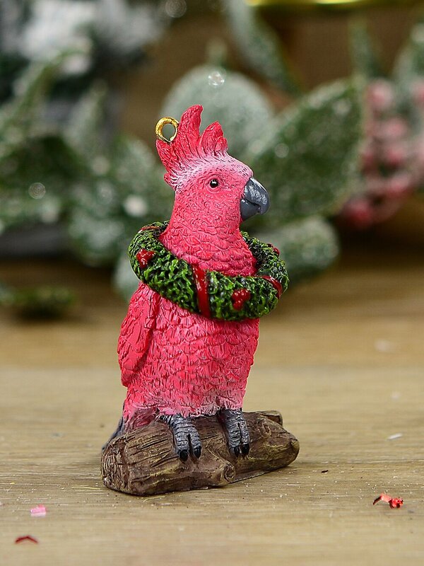 Native Pink Cockatoo With Wreath Whimsical Essential Ornament | 80mm — image 2