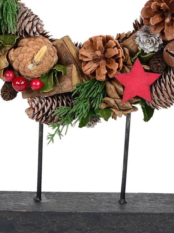 Natural Christmas Wreath With Pine Cones, Stars, Wood Chunks & Bells - 31cm — image 5