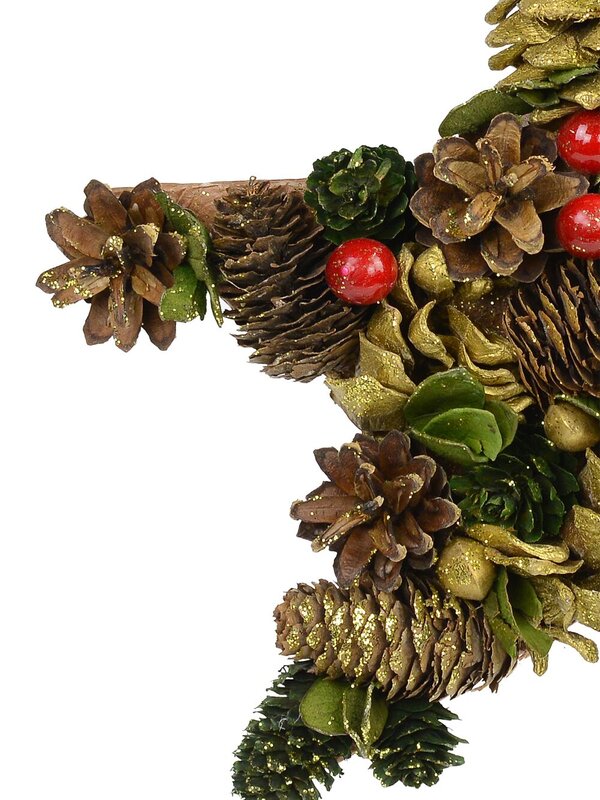 Natural Hanging Star Ornament With Gold Highlights - 27cm