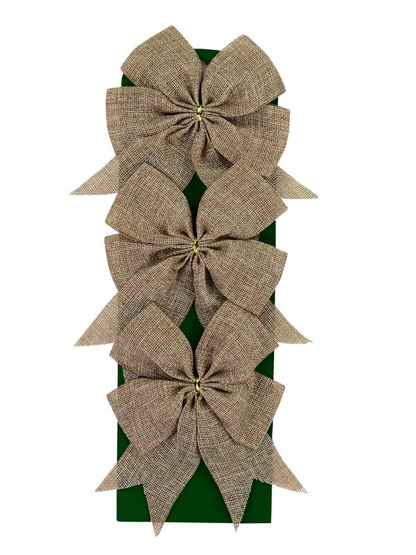 Natural Hessian Tree Bows - 3 x 18cm