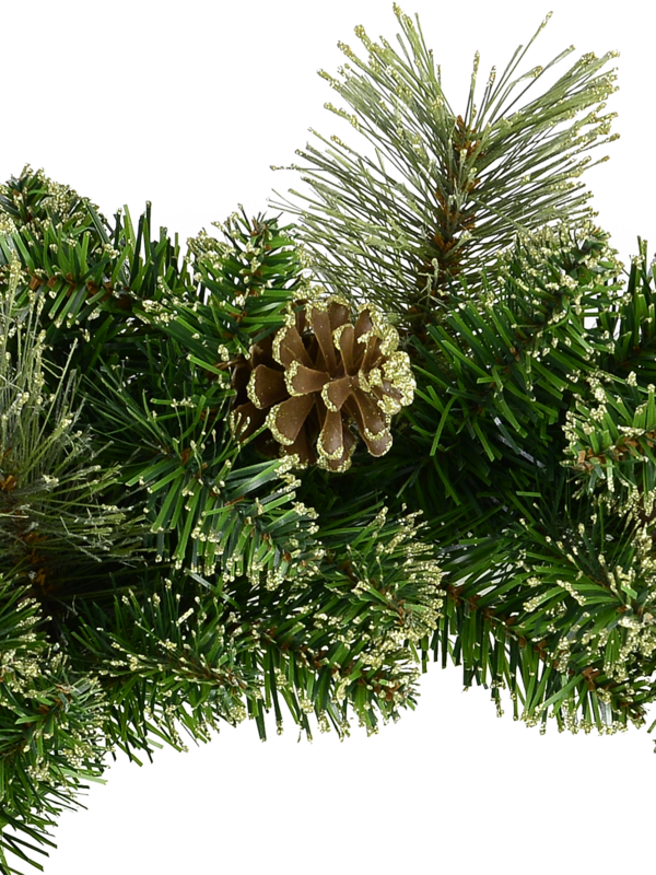 Natural Look Pine Wreath With Pine Cones & 94 Gold Glitter Tips - 36cm