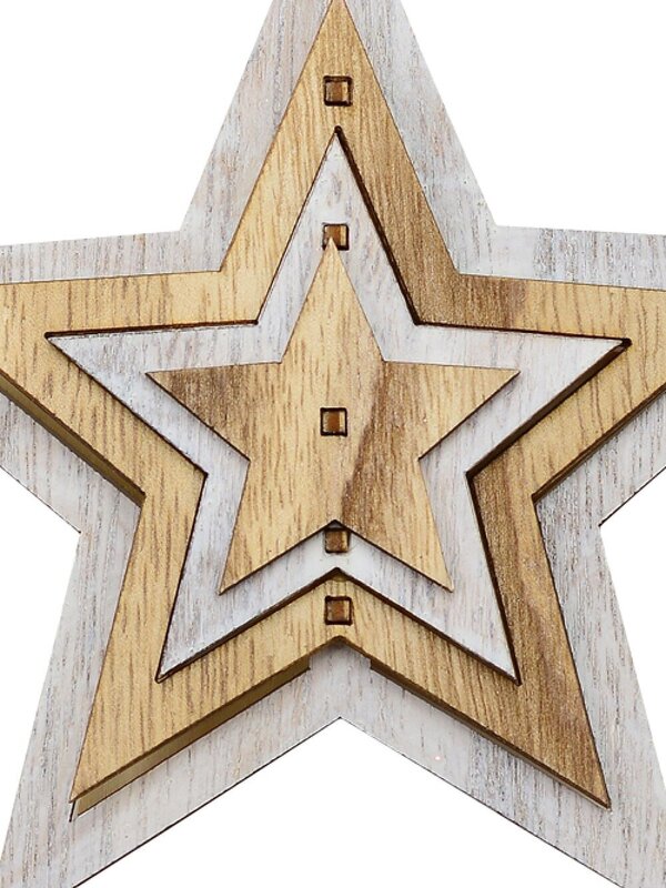 Natural & White Layered Wood Star Christmas Tree Hanging Decoration - 15cm — image 2