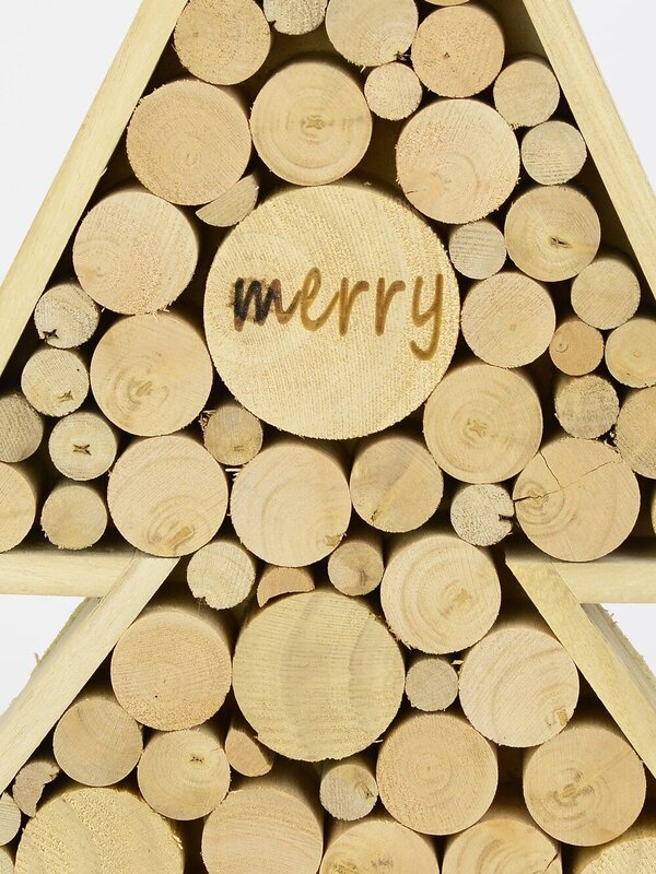 Natural Wood Christmas Tree Standing Ornament - 40cm