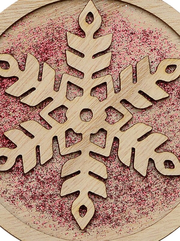 Natural Wood Snowflake Medallion Christmas Tree Hanging Decoration - 12cm — image 2