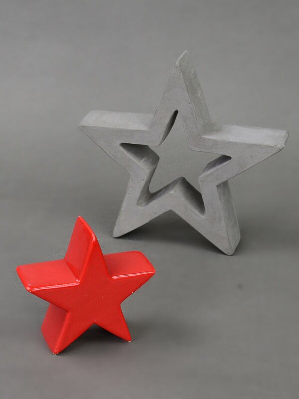 Nested Christmas Star Concrete Look & Ceramic Christmas Ornament - 20cm — image 2