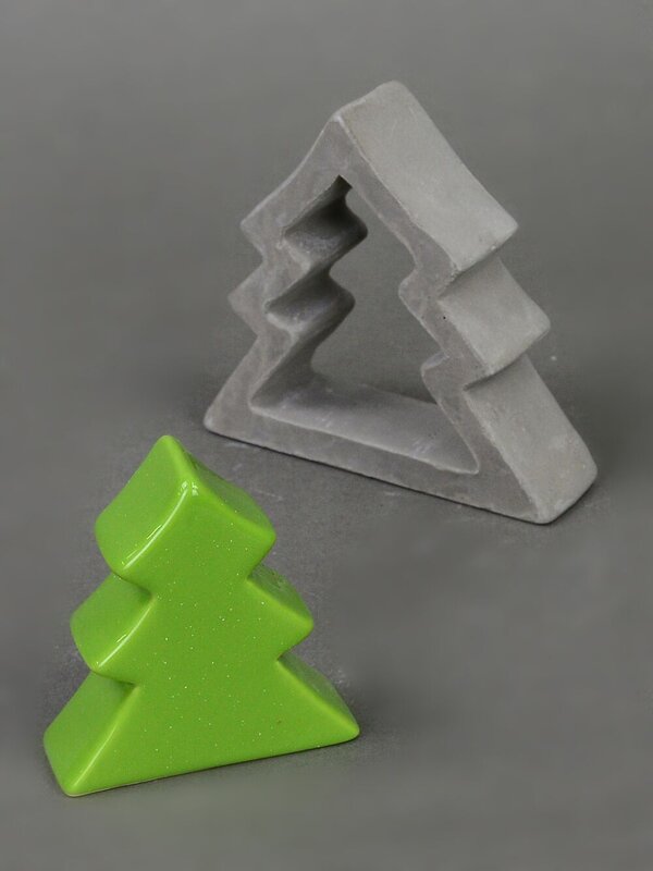 Nested Christmas Tree Concrete Look & Ceramic Christmas Ornament - 12cm — image 2