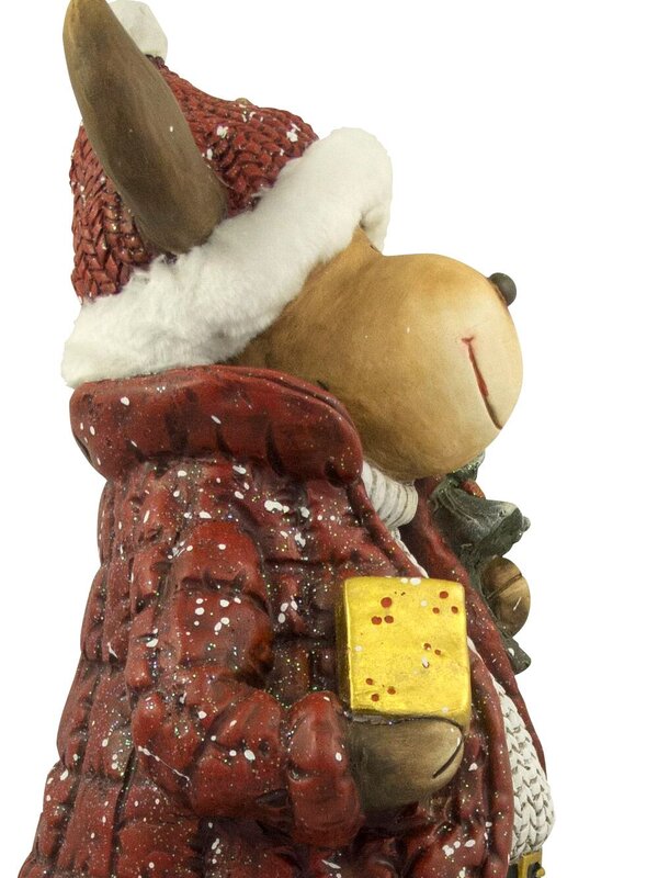 Nordic Resin Reindeer Decor Holding Tree & Gift - 62cm