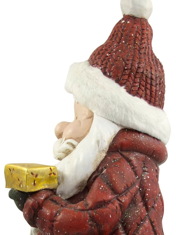 Nordic Resin Santa Holding Wreath & Candy Cane Decor - 63cm — image 4