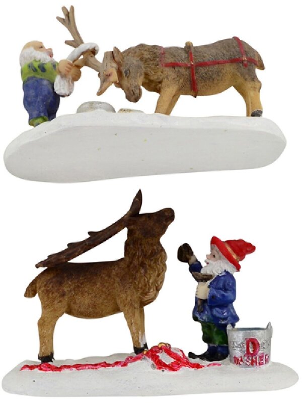 North Pole Santa, Reindeer & Elves Christmas Village Figurines - 8 Piece Set — image 2
