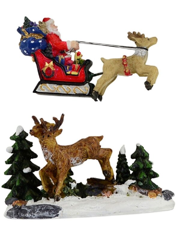 North Pole Santa, Reindeer & Elves Christmas Village Figurines - 8 Piece Set — image 3
