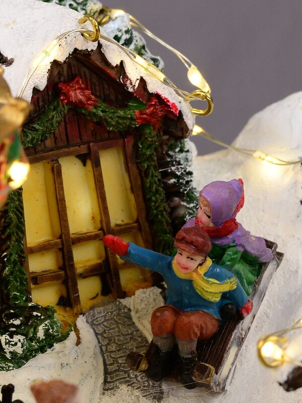Northern Winter Christmas Village Scene With Rotating Train & Carousel - 26cm — image 9