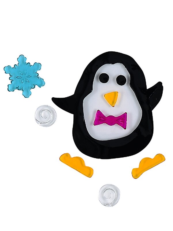 Penguins, Snowflakes & Snowballs Gel Window Cling Decoration - 19cm
