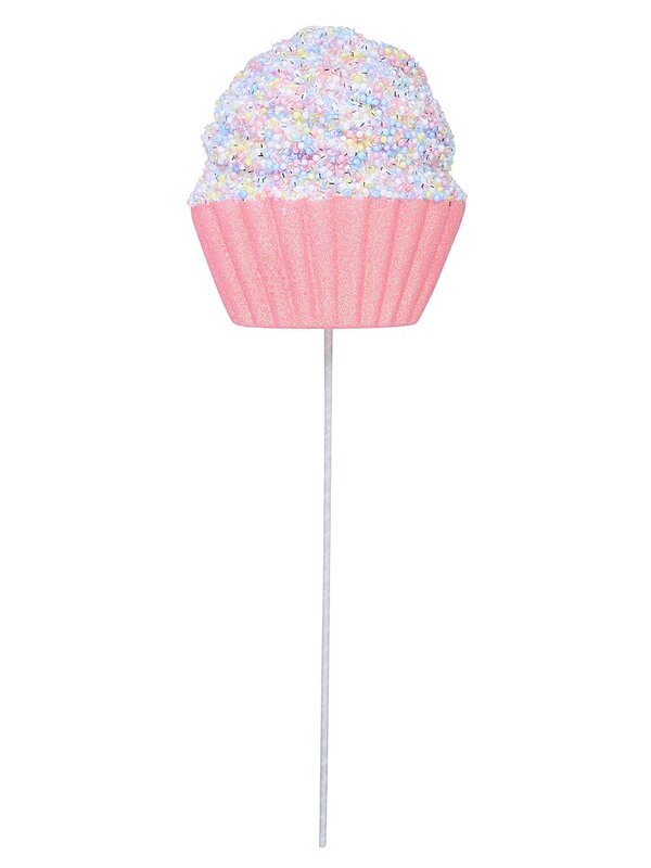 Pink Cupcake With Pastel Sprinkles & Silver Tinsel Long Christmas Stem | 71cm — image 7