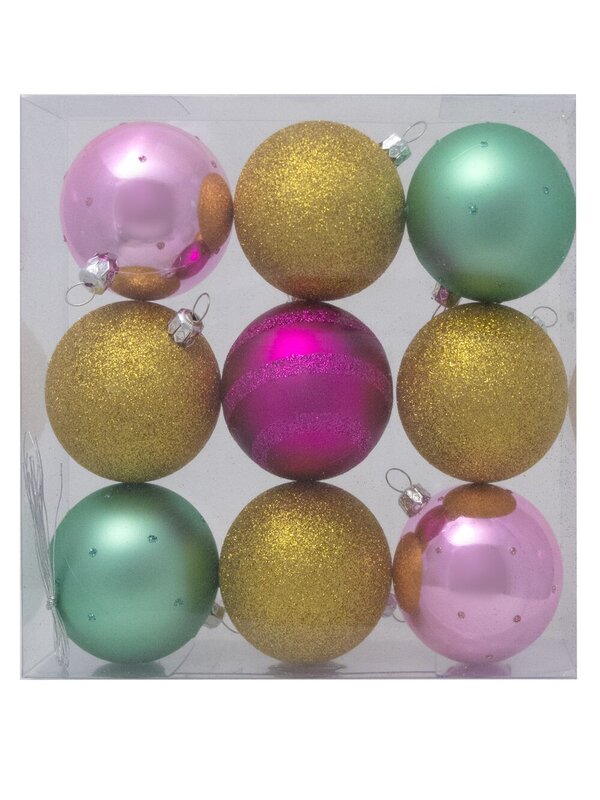 Pink, Peppermint, Fuchsia & Dark Gold Baubles In Assorted Styles - 9 x 60mm — image 6