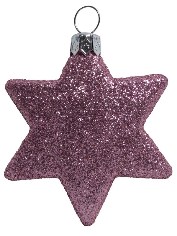 Pink, Peppermint & Gold Glittered Star Decorations - 8 x 65mm  — image 3