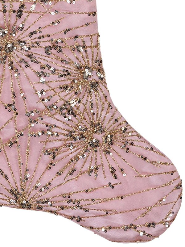 Pink Satin & Gold Sequin Christmas Stocking With Velvet Cuff | 48cm — image 3