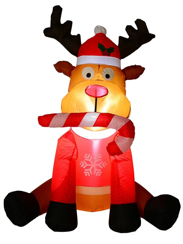 Playful Deer With Candy Cane Illuminated Christmas Inflatable Display - 1.2m — image 2