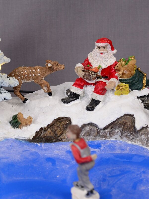 Pond Skating Christmas Scene With Santa, Reindeer & Christmas Critters - 33cm — image 5