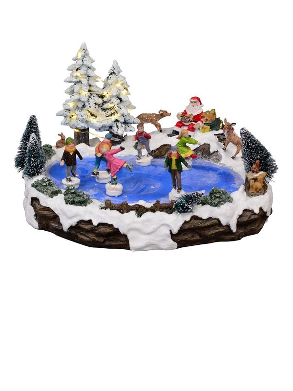 Pond Skating Christmas Scene With Santa, Reindeer & Christmas Critters - 33cm — image 2