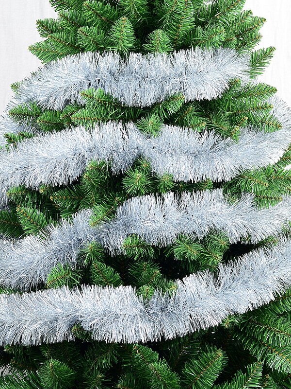 Premium 8ply Silver Metallic Fir Needle Christmas Tinsel Garland | 5m x 10cm — image 5
