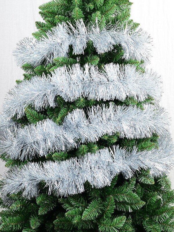 Professional 8ply Silver Metallic Fir Needle Christmas Tinsel Garland | 5m x 15cm — image 5