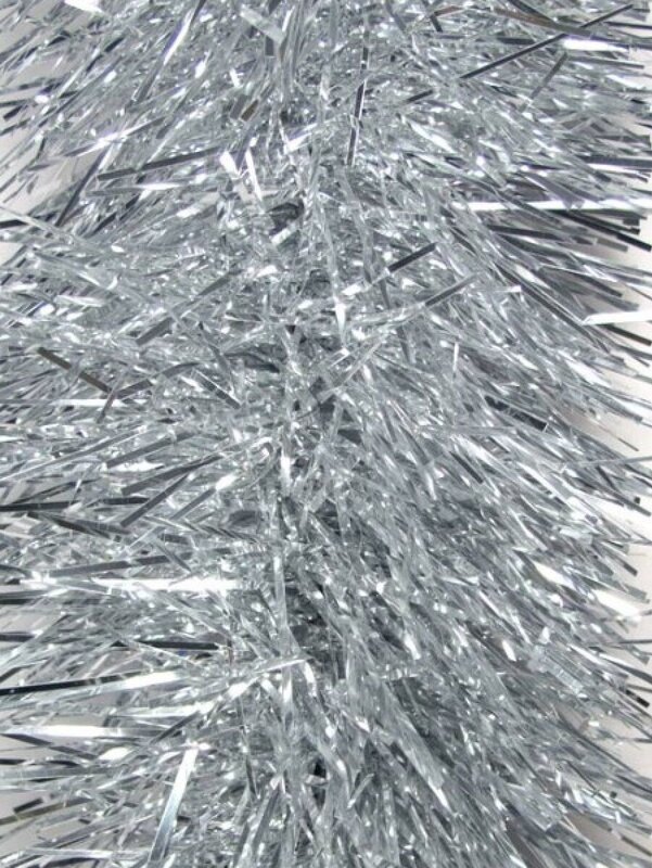 Professional 8ply Silver Metallic Fir Needle Christmas Tinsel Garland | 5m x 15cm — image 4