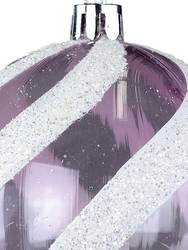 Purple & White Whimsical Glitter Candy Swirl Bauble | 80mm — image 3