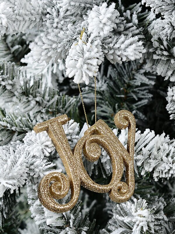 Radiant Gold Glittered Script JOY Whimsical Essential Ornament | 10cm — image 2