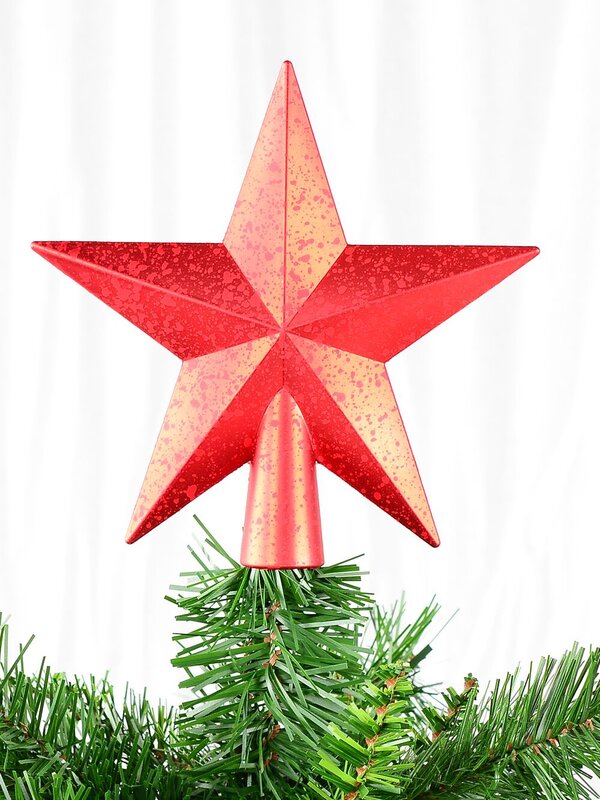 Red 3D Star With Splatter Pattern Christmas Tree Top Decoration - 20cm — image 2