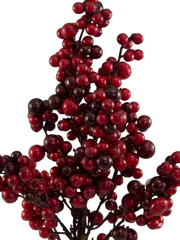 Red & Burgundy Holly Berry Decorative Pick - 18cm