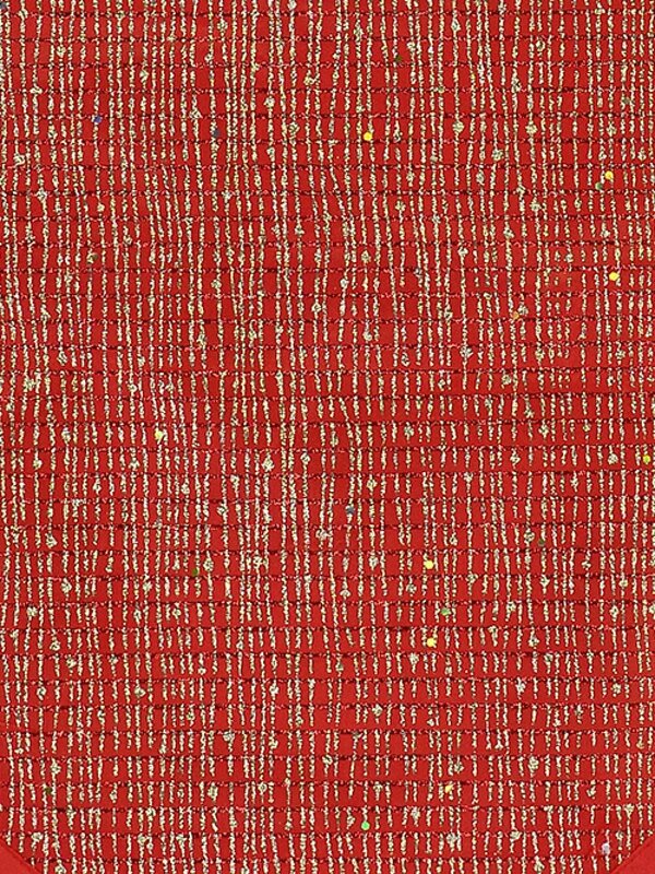 Red Christmas Table Runner With Thin Gold Line Design & Red Tassel - 1.4m — image 3